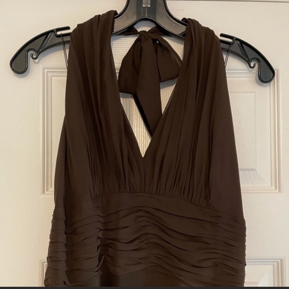 Beautiful brown silk evening dress. Worn once! size 8. Ankle length. - Picture 9 of 11